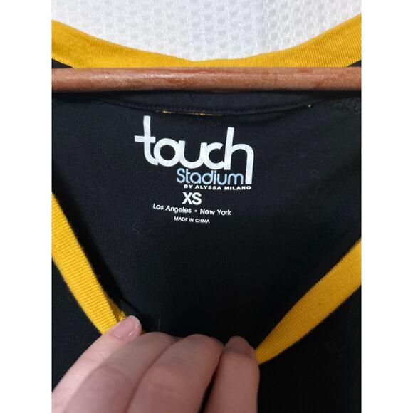 Women’s Pittsburgh Steelers Rhinestone V-Neck 3/4 Sleeve Shirt Black Gold – XS - Picture 4 of 9